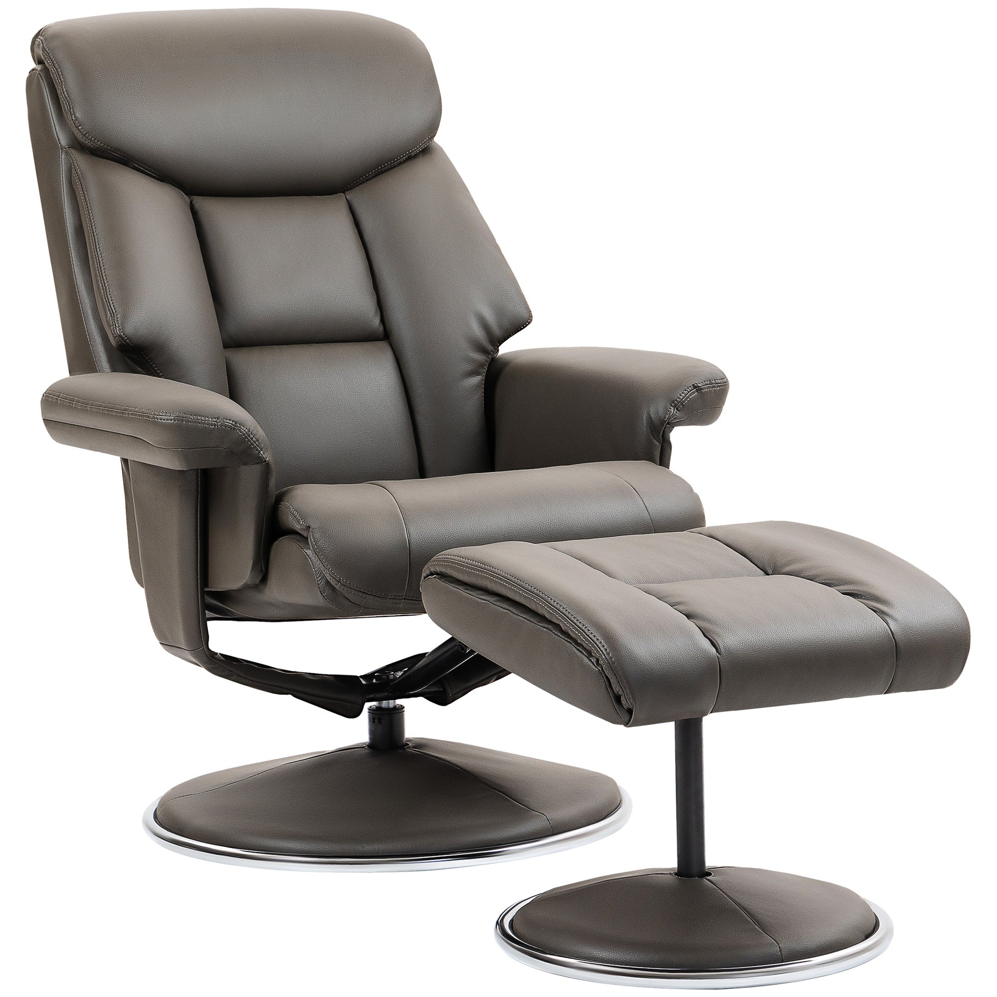 Recliner with Ottoman, TV Armchair with Reclining Function, Rocking Feature, High Backrest for Bedroom, Living Room, Faux Leather, Gray