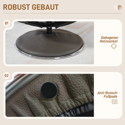 Recliner with Ottoman, TV Armchair with Reclining Function, Rocking Feature, High Backrest for Bedroom, Living Room, Faux Leather, Gray