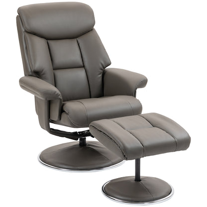 Recliner with Ottoman, TV Armchair with Reclining Function, Rocking Feature, High Backrest for Bedroom, Living Room, Faux Leather, Gray