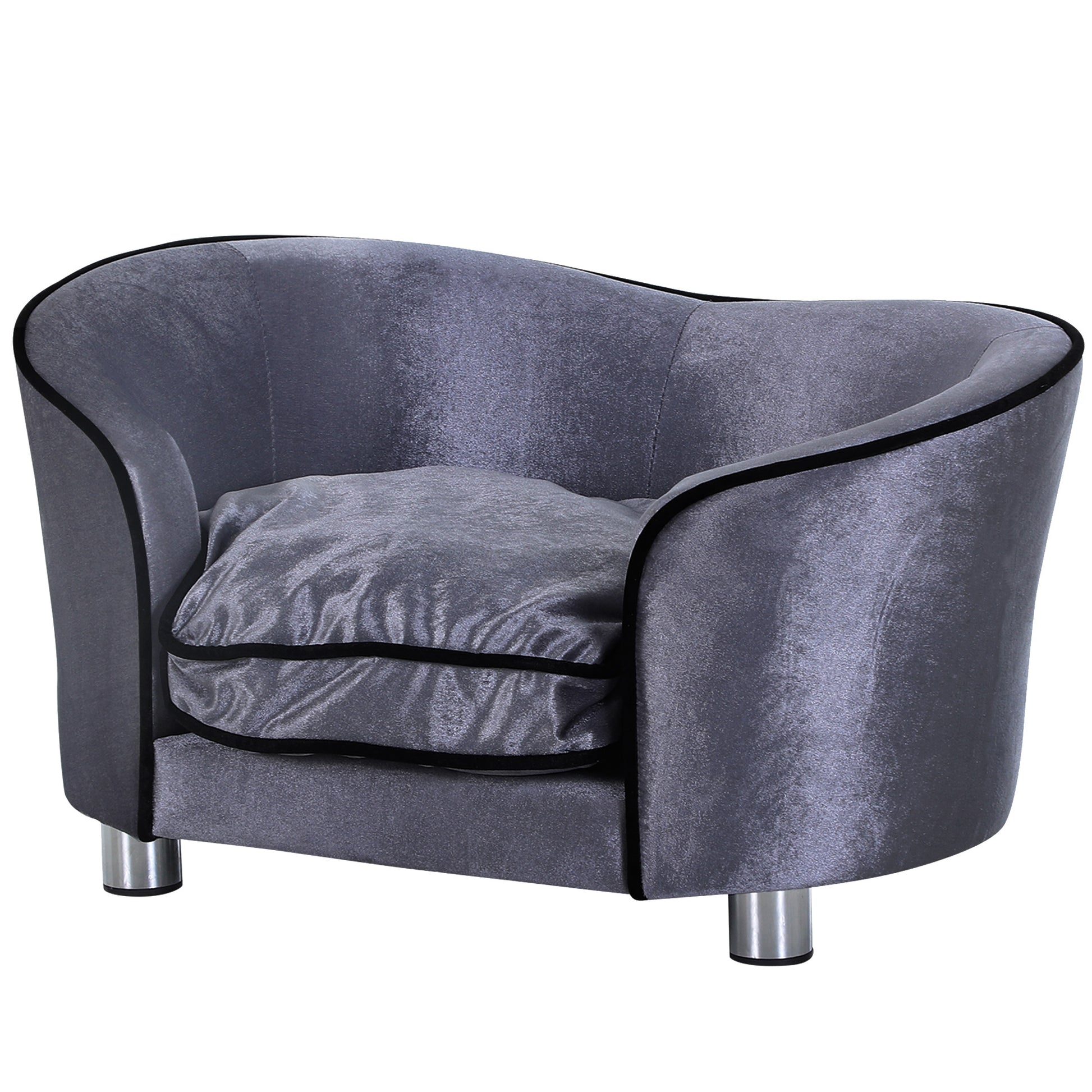 Luxury Pet Sofa with Pillow Cat Sofa Elevated Dog Bed Dog Couch Pet Bed Plush Pine Wood Light Gray 69 x 49 x 38 cm