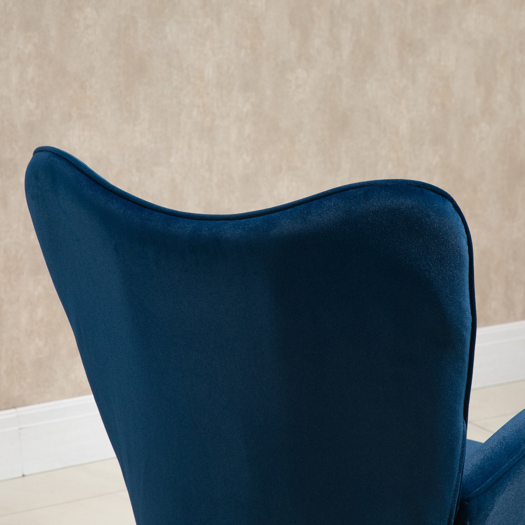 Rocking Chair, Ergonomic Rocking Armchair, Nursing Chair with Velvet Look, Rocking Chair up to 150 kg Load Capacity, for Bedroom, Living Room, Blue