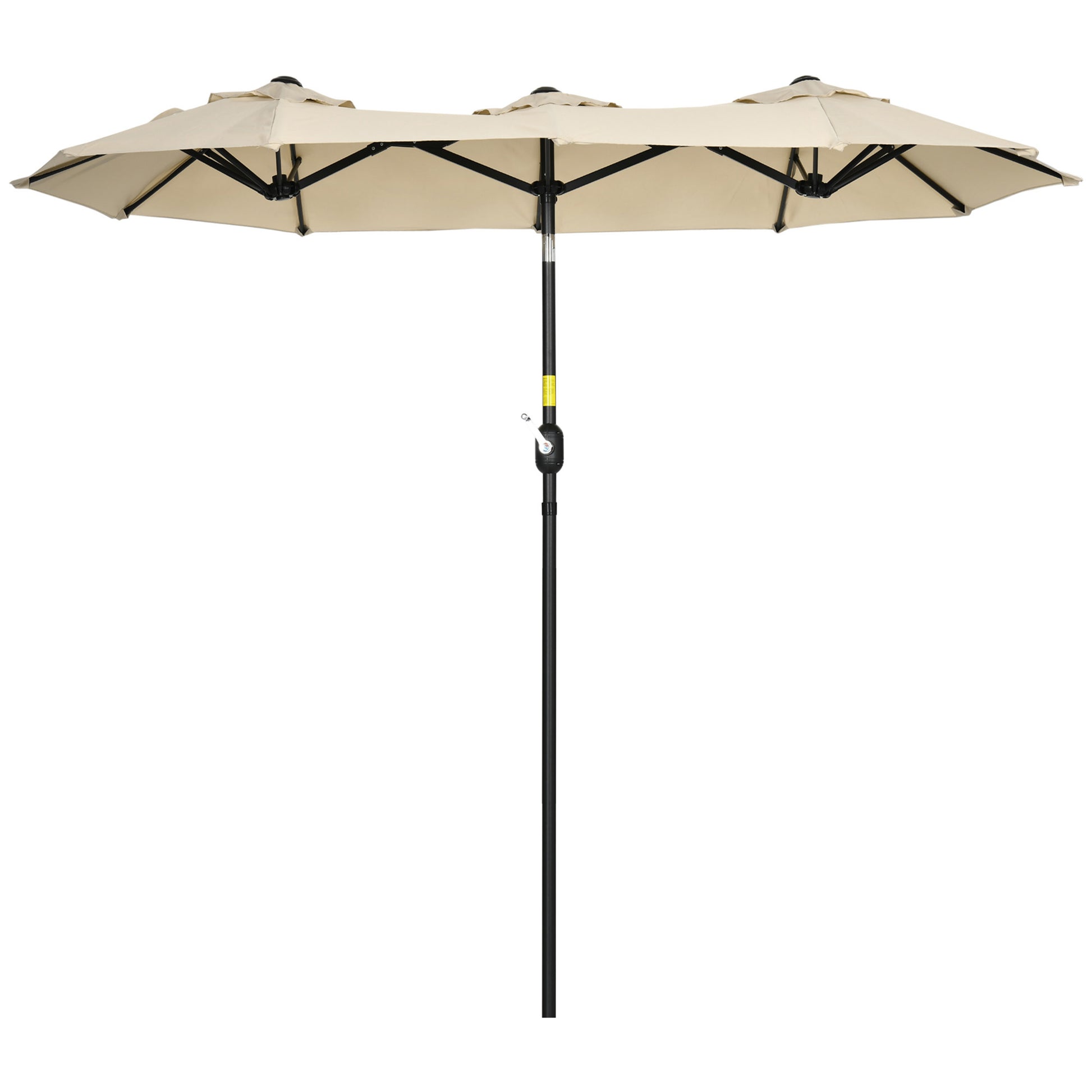 Double Sun Umbrella, 285x147cm Garden Umbrella with Hand Crank, Metal Pole, Oval Market Umbrella with Wind Vent, Windproof Double Sun Umbrella with Adjustable Tilt Angle, for Patio, Pool Khaki