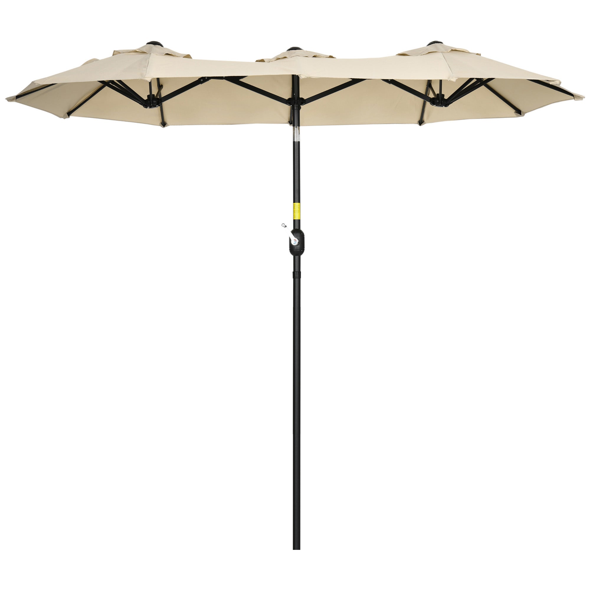 Double Sun Umbrella, 285x147cm Garden Umbrella with Hand Crank, Metal Pole, Oval Market Umbrella with Wind Vent, Windproof Double Sun Umbrella with Adjustable Tilt Angle, for Patio, Pool Khaki