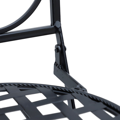 Set of 2 Folding Garden Chairs Bistro Mosaic Seat for Terrace Balcony Metal Load 120 kg 50x40x94.5 cm Black