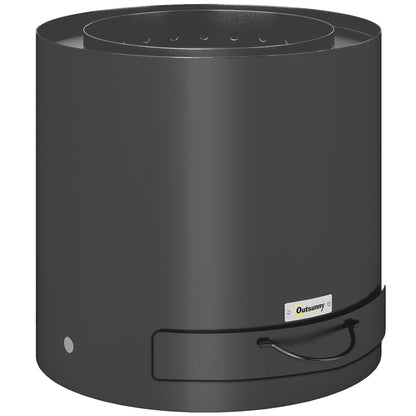 Fire Pit Ø45 x 42cm Made of Steel Fire Pit with Poker Ash Tray Fire Pits for Garden, Balcony Terrace, Outdoor BBQ Camping Black