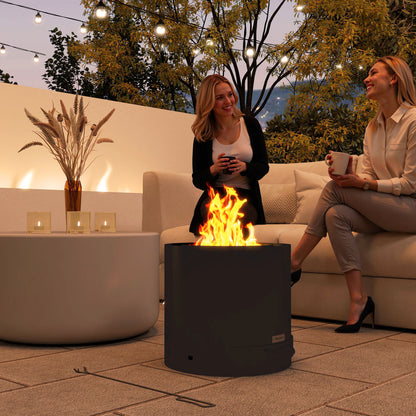 Fire Pit Ø45 x 42cm Made of Steel Fire Pit with Poker Ash Tray Fire Pits for Garden, Balcony Terrace, Outdoor BBQ Camping Black