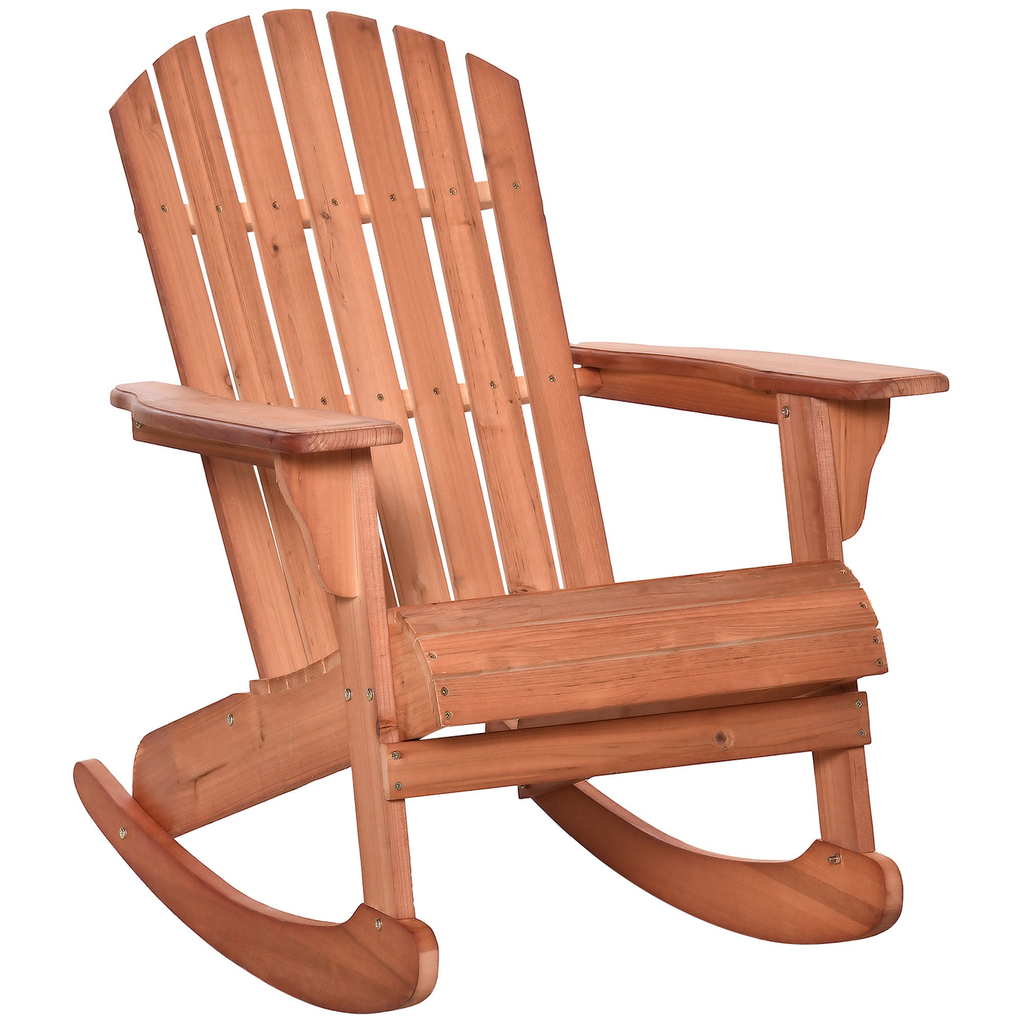 Adirondack Wood Rocking Chair Natural Wood 77x94x97 cm for Garden Patio Outdoor Rustic Style Load 130kg Teca Color