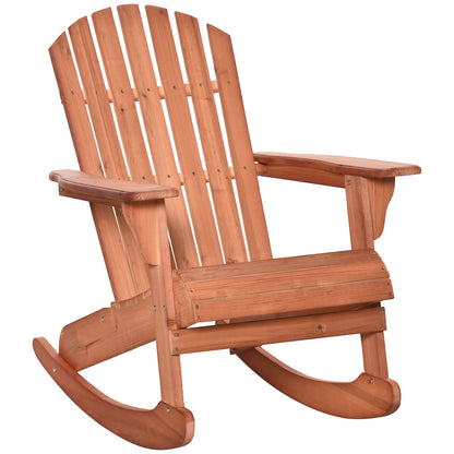 Adirondack Wood Rocking Chair Natural Wood 77x94x97 cm for Garden Patio Outdoor Rustic Style Load 130kg Teca Color