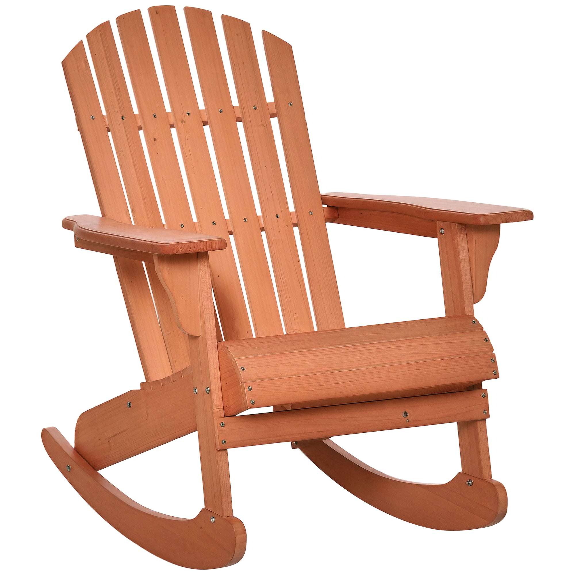 Adirondack Wood Rocking Chair Natural Wood 77x94x97 cm for Garden Patio Outdoor Rustic Style Load 130kg Teca Color