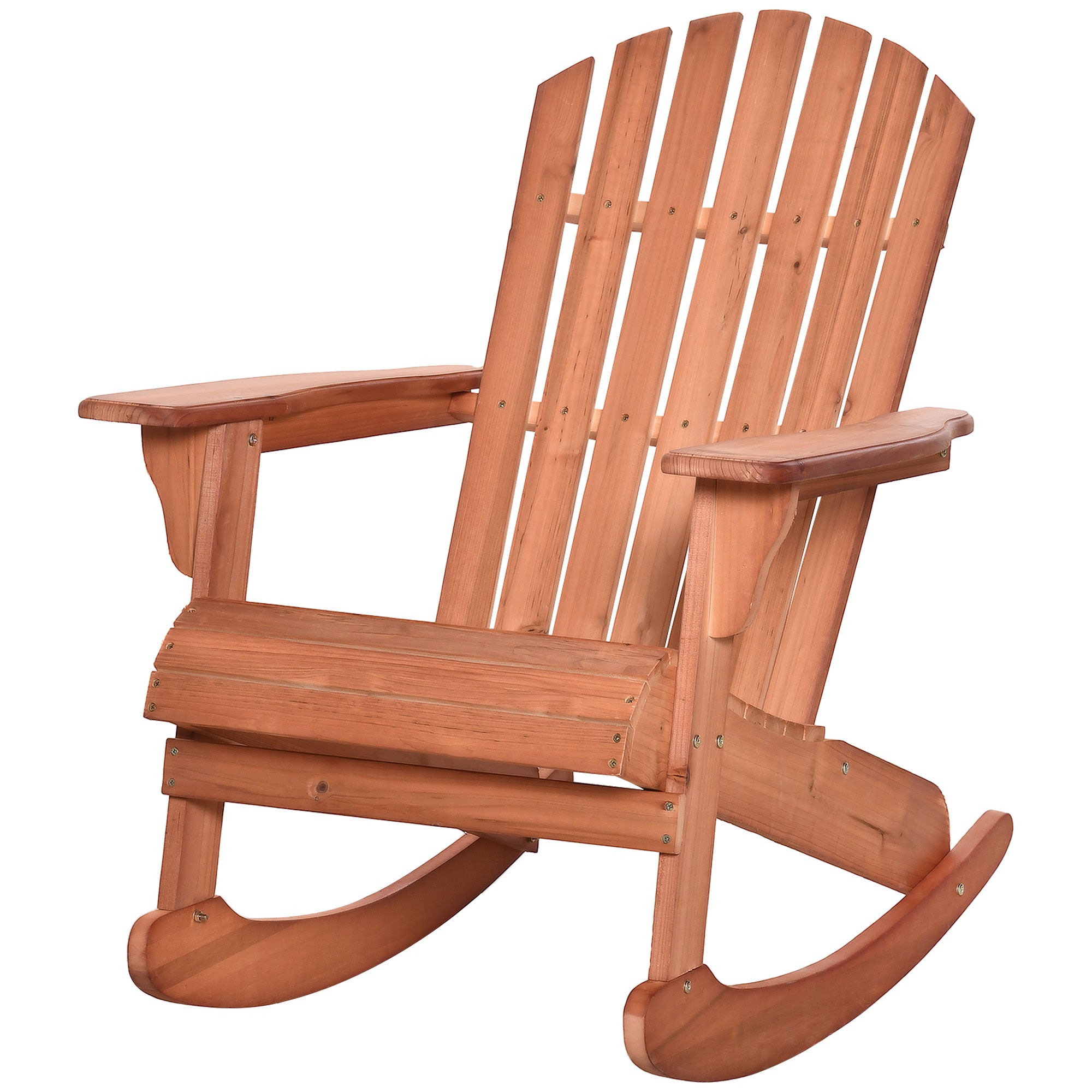 Adirondack Wood Rocking Chair Natural Wood 77x94x97 cm for Garden Patio Outdoor Rustic Style Load 130kg Teca Color