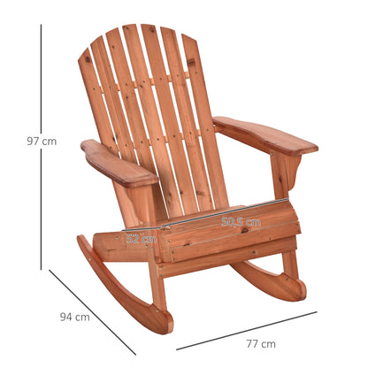 Adirondack Wood Rocking Chair Natural Wood 77x94x97 cm for Garden Patio Outdoor Rustic Style Load 130kg Teca Color