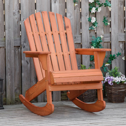 Adirondack Wood Rocking Chair Natural Wood 77x94x97 cm for Garden Patio Outdoor Rustic Style Load 130kg Teca Color