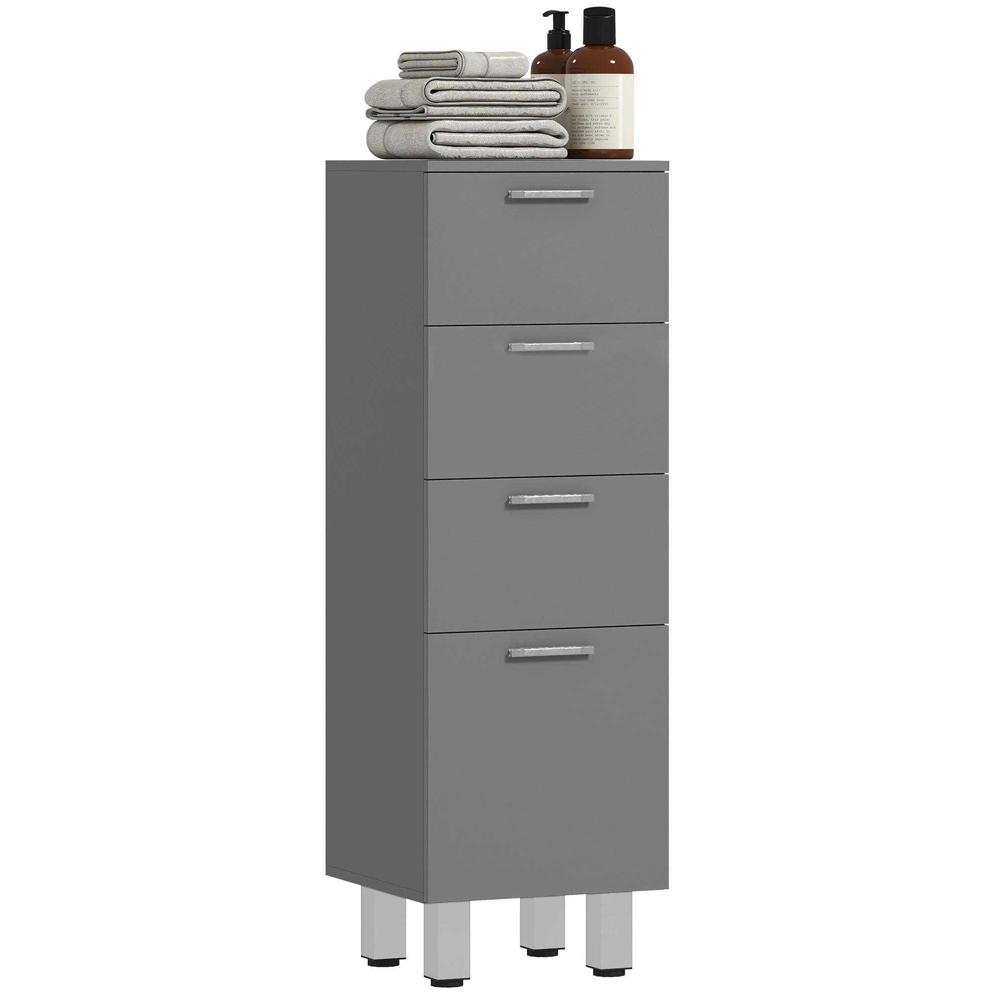 Narrow Bathroom Cabinet with 3 Drawers — Adjustable Shelf, Slim Toilet & Bathroom Storage for Small Spaces, 30 x 30 x 93 cm (11.8 x 11.8 x 36.6 in), Gray