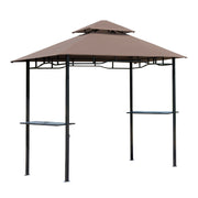 Grill Pavilion Garden Canopy Grill Pavilion Balcony Pavilion with Shelves Fire Retardant Double Roof Coffee Brown 245 x 148 x 252 cm