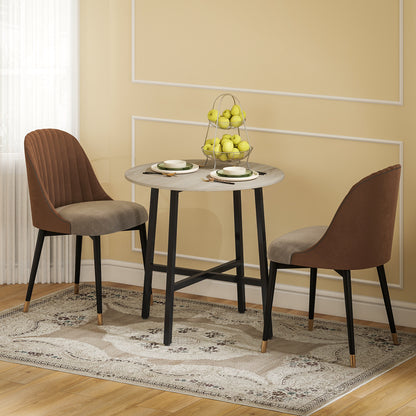 31.5'' Round Dining Table for 2 Person Industrial Style Kitchen Table with Wood Grain Tabletop and Steel Cross Base, Natural Wood