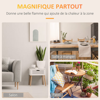 Freestanding Ethanol Fireplace in Metal and Tempered Glass with 1.5 L reservoir, approx. 3-hour burning time Coverage 25 m² - dim. 60L x 26W x 50H cm