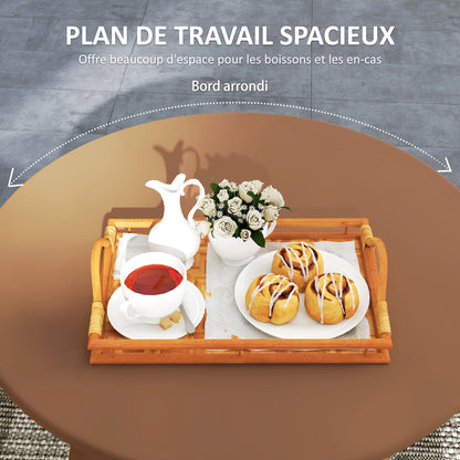 Small round coffee table, side table with non-slip feet, metal frame, for garden, balcony, terrace, living room, Ø 70 x 42 cm, orange