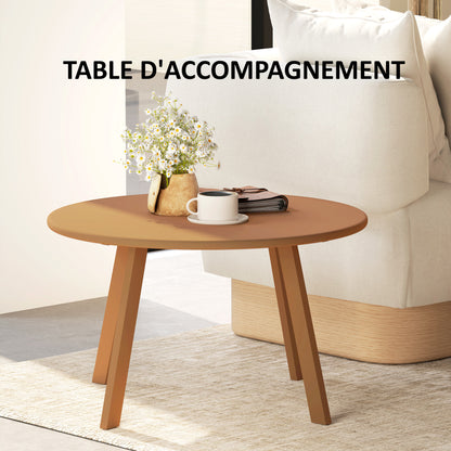 Small round coffee table, side table with non-slip feet, metal frame, for garden, balcony, terrace, living room, Ø 70 x 42 cm, orange