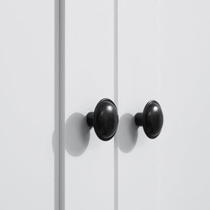 Kitchen Trolley with Upper and Lower Cabinet and Central Drawer in MDF, Chipboard, and Metal, 76x40.5x184 cm, White