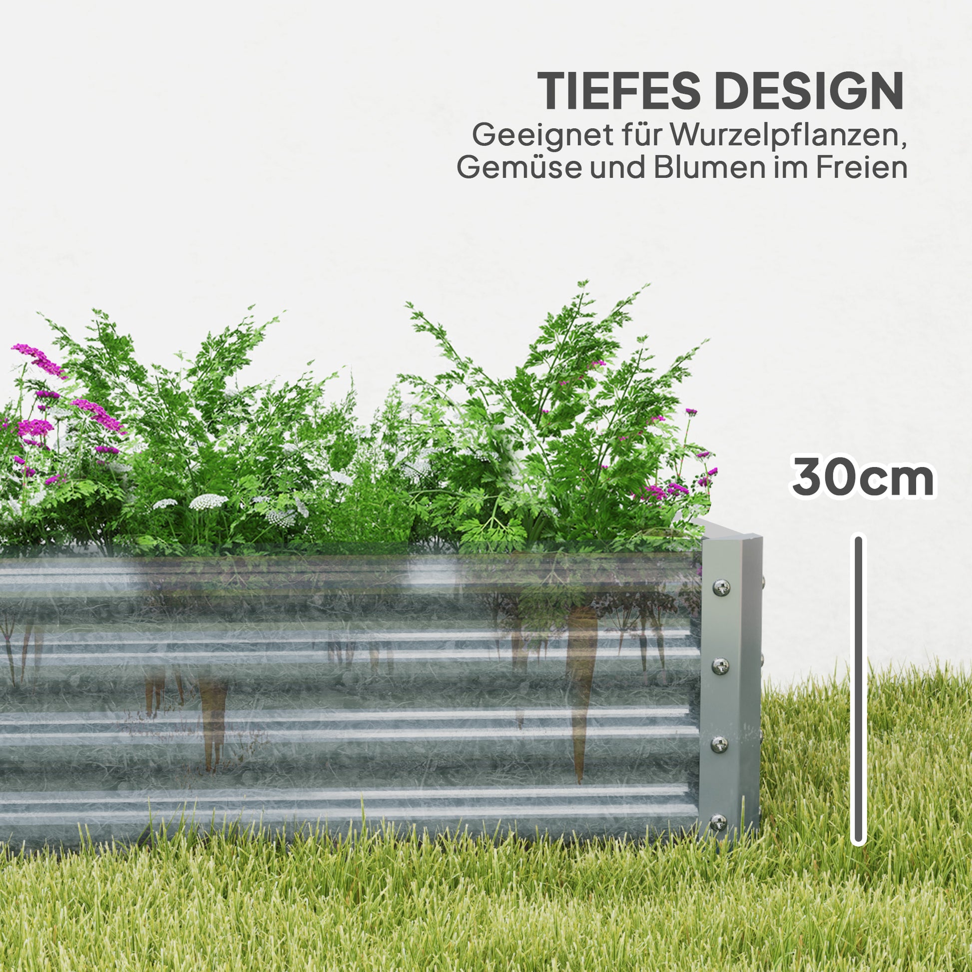 Steel Raised Bed, Weather Resistant Plant Bed with Anti-Cut Edge Greenhouse Garden Bed Rustproof Plant Box Planter 180 x 90 x 30 cm for Garden Balcony, Vegetable Bed for Flowers, Vegetables