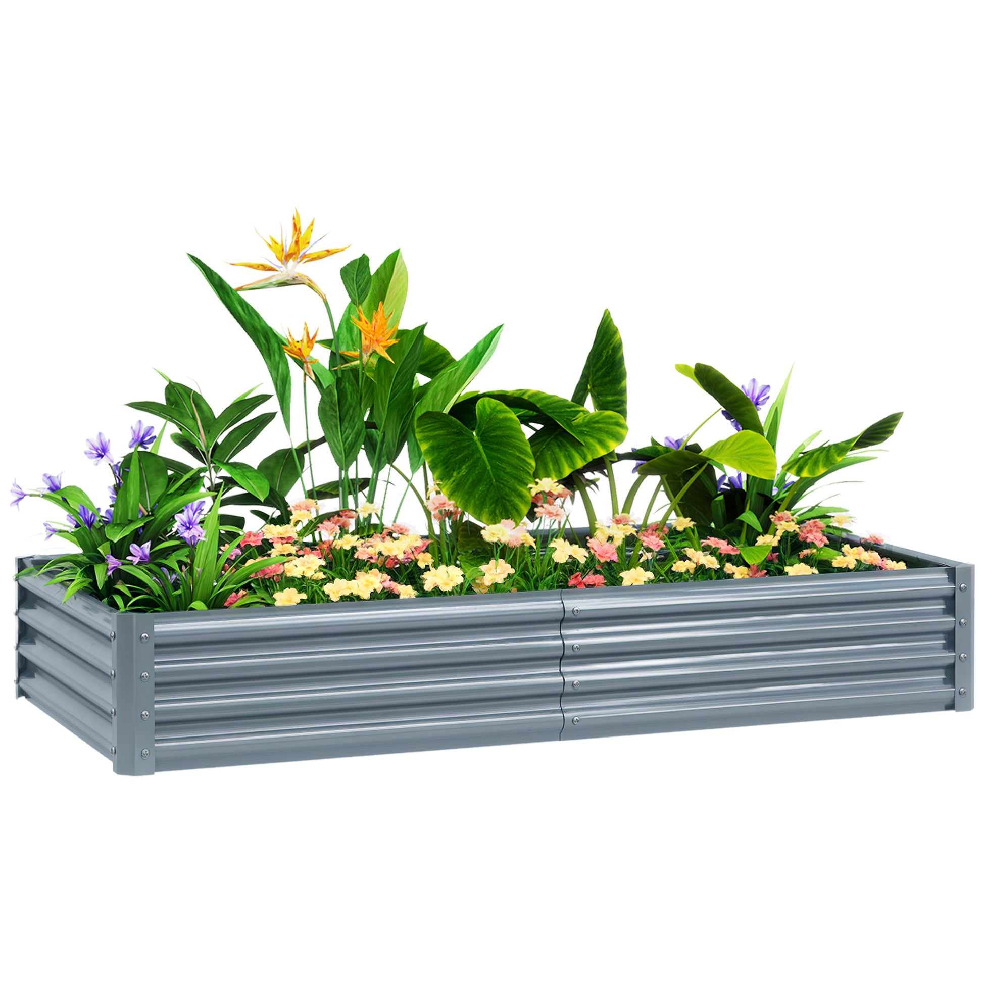 Steel Raised Bed, Weather Resistant Plant Bed with Anti-Cut Edge Greenhouse Garden Bed Rustproof Plant Box Planter 180 x 90 x 30 cm for Garden Balcony, Vegetable Bed for Flowers, Vegetables