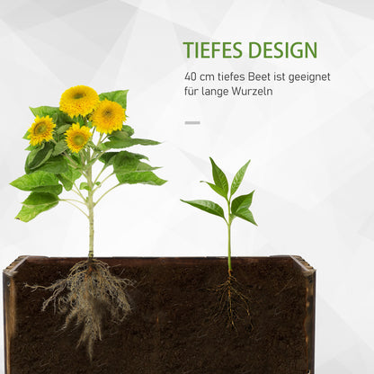 Raised Bed Planter Herb Bed Planting Bed Vegetable Flower Bed Flower Box, Pine Wood 100x38.5x40 cm