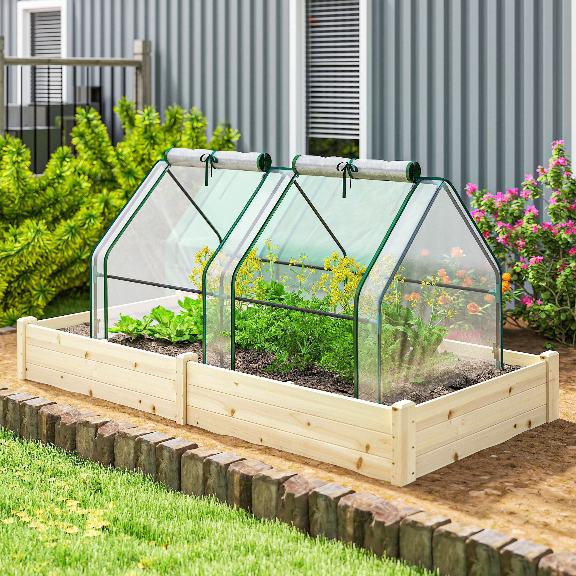 Clear Portable Greenhouse with Zippered Window — Powder-Coated Steel Frame, 180 x 90 x 90 cm (71 x 35 x 35 in)