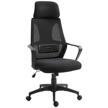 Office Chair Desk Chair Adjustable with Backrest Armrests Headrest Wheels and Rocking Function Load 120 kg 64x55x116-126 cm Black