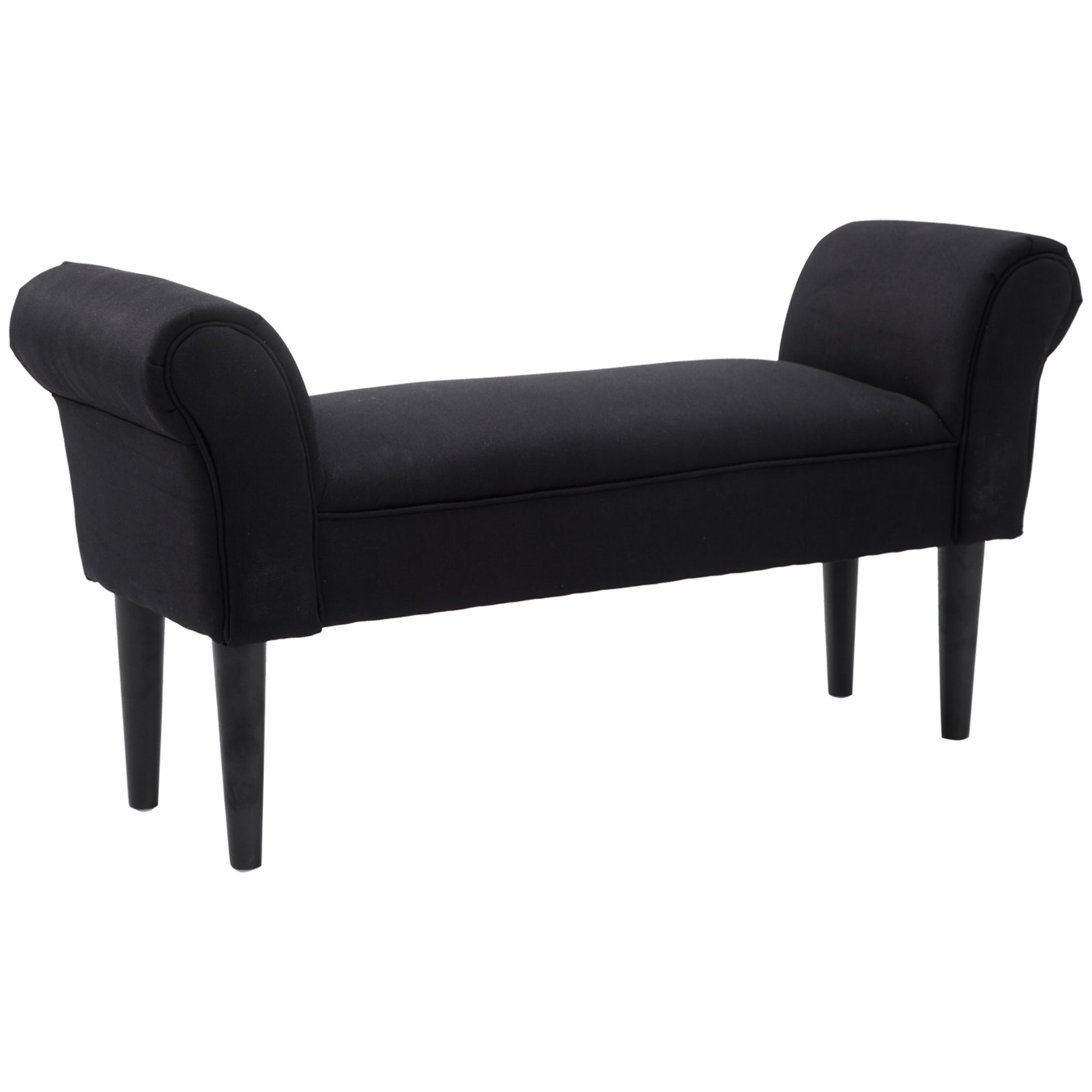 Bed Bench, Upholstered Bench, Seating Bench, Hallway Bench for Bedroom, up to 130 kg Load Capacity, Sailcloth, Black, 102 x 36 x 51 cm