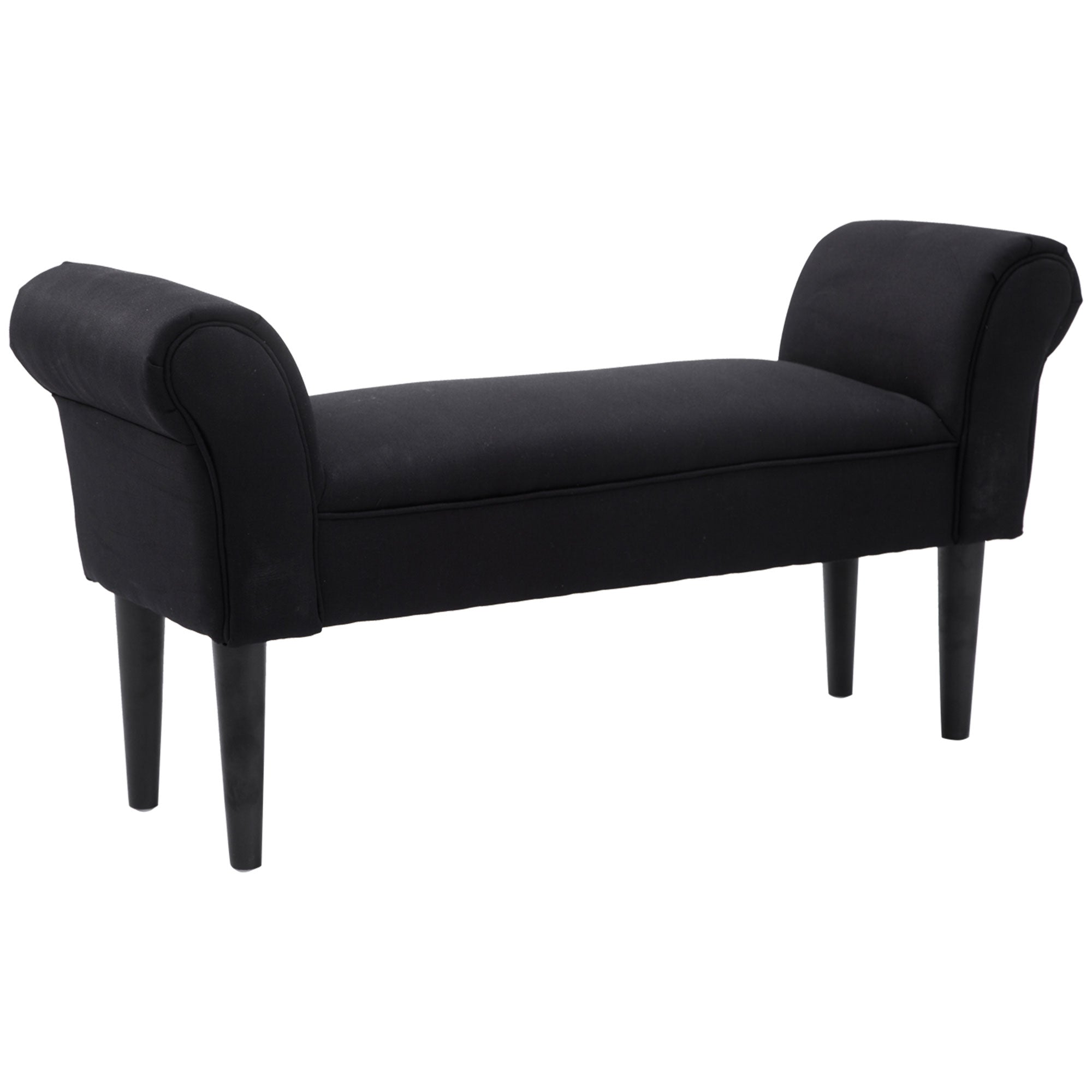 Bed Bench, Upholstered Bench, Seating Bench, Hallway Bench for Bedroom, up to 130 kg Load Capacity, Sailcloth, Black, 102 x 36 x 51 cm