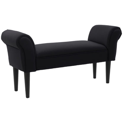 Bed Bench, Upholstered Bench, Seating Bench, Hallway Bench for Bedroom, up to 130 kg Load Capacity, Sailcloth, Black, 102 x 36 x 51 cm