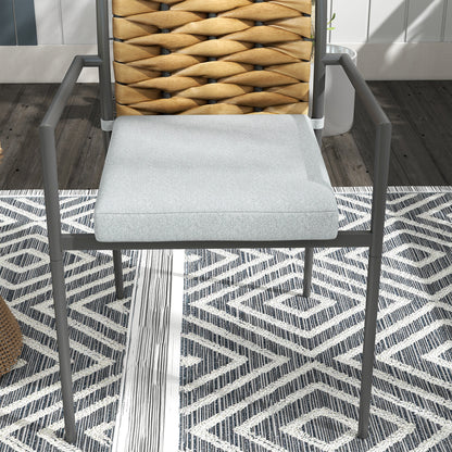 2-Piece Rattan Garden Chair Set with Cushions, Stackable Outdoor Chair, Balcony Chair for Patio, Steel, 57 x 58 x 87 cm, Gray