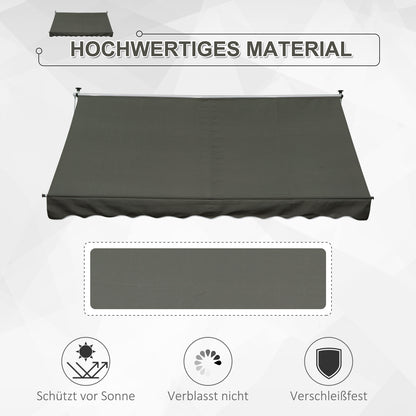 Clamp Awning with Hand Crank Adjustable Height Retractable Arm Awning Dirt-resistant, Weather-resistant Balcony Awning 150cm wide Patio Awning for Terrace Balcony Porch Gray