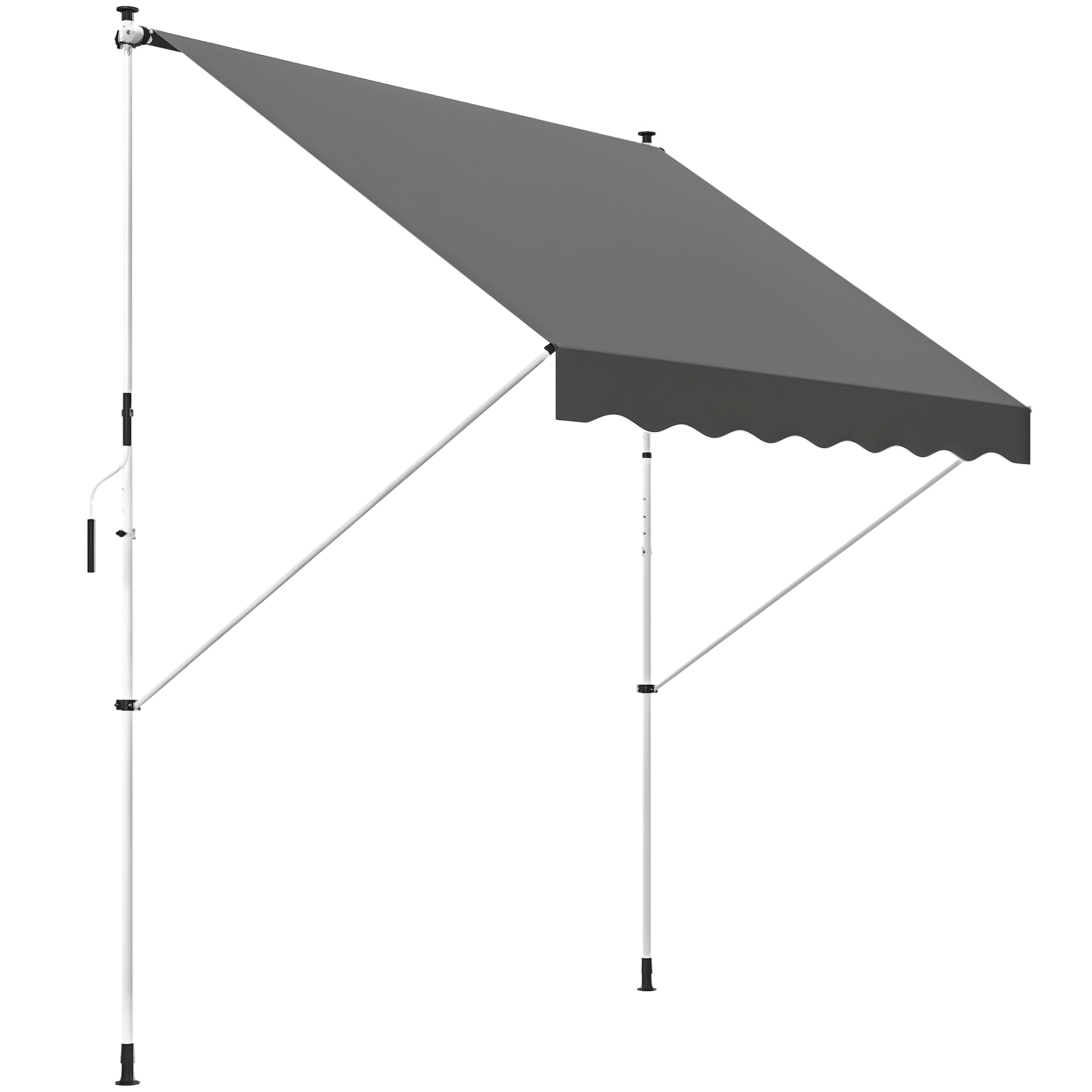 Clamp Awning with Hand Crank Adjustable Height Retractable Arm Awning Dirt-resistant, Weather-resistant Balcony Awning 150cm wide Patio Awning for Terrace Balcony Porch Gray