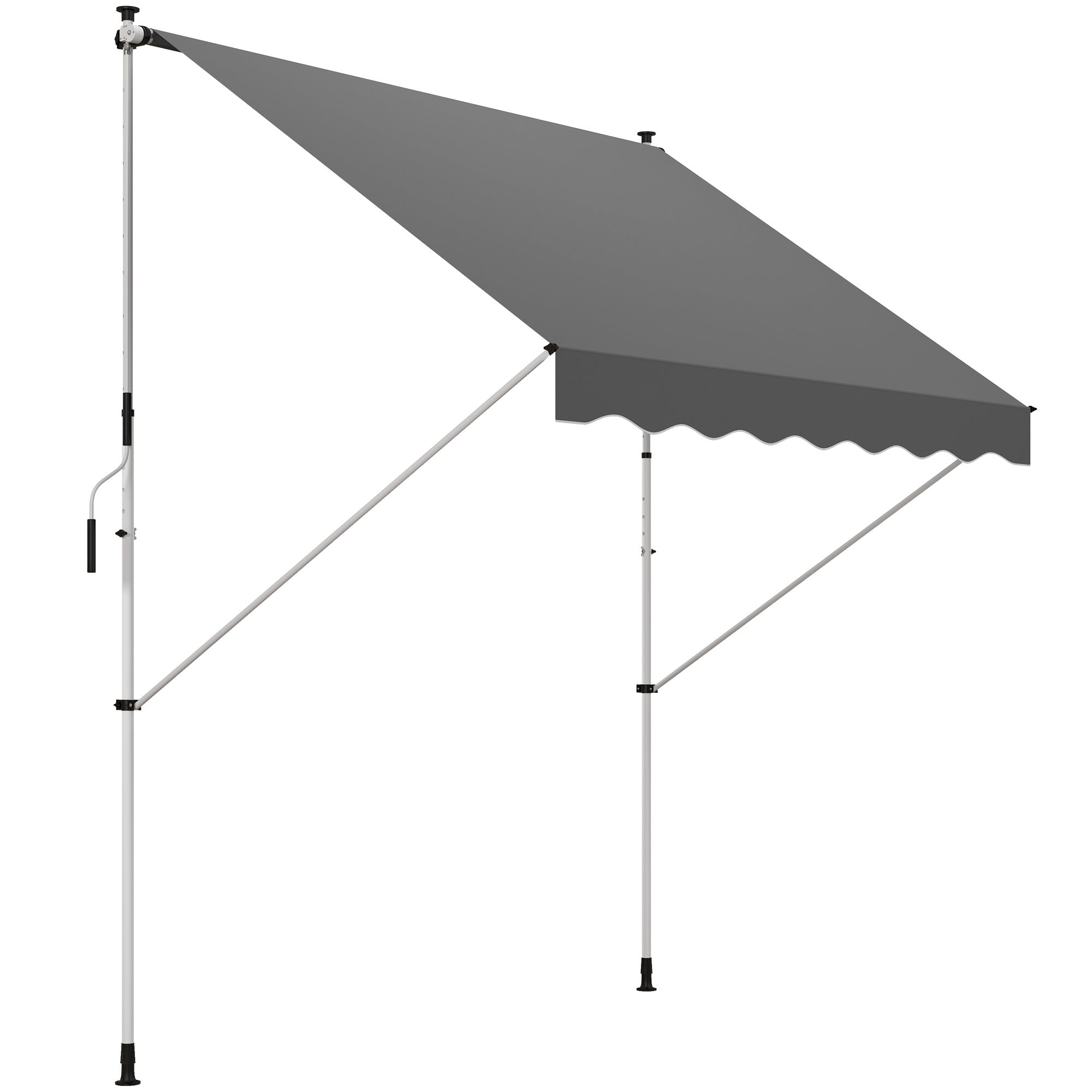 Clamp Awning with Hand Crank Adjustable Height Retractable Arm Awning Dirt-resistant, Weather-resistant Balcony Awning 150cm wide Patio Awning for Terrace Balcony Porch Gray