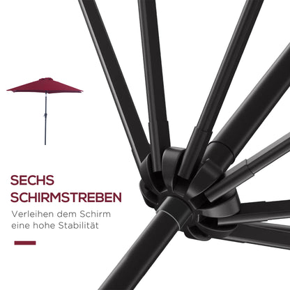 Cantilever Parasol Garden Umbrella Market Umbrella with Hand Crank Aluminum 180 g/m² Polyester Red ∅2.6 x 2.35 m