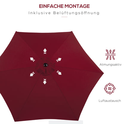 Cantilever Parasol Garden Umbrella Market Umbrella with Hand Crank Aluminum 180 g/m² Polyester Red ∅2.6 x 2.35 m