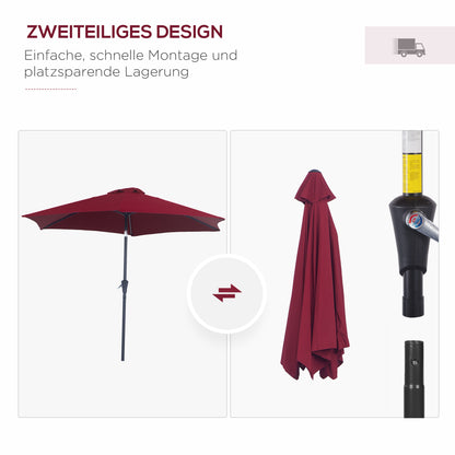 Cantilever Parasol Garden Umbrella Market Umbrella with Hand Crank Aluminum 180 g/m² Polyester Red ∅2.6 x 2.35 m