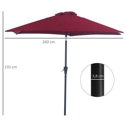 Cantilever Parasol Garden Umbrella Market Umbrella with Hand Crank Aluminum 180 g/m² Polyester Red ∅2.6 x 2.35 m