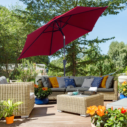 Cantilever Parasol Garden Umbrella Market Umbrella with Hand Crank Aluminum 180 g/m² Polyester Red ∅2.6 x 2.35 m