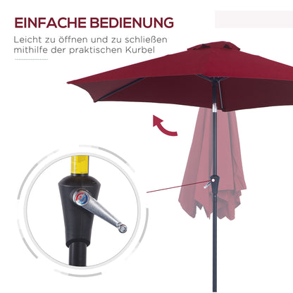 Cantilever Parasol Garden Umbrella Market Umbrella with Hand Crank Aluminum 180 g/m² Polyester Red ∅2.6 x 2.35 m