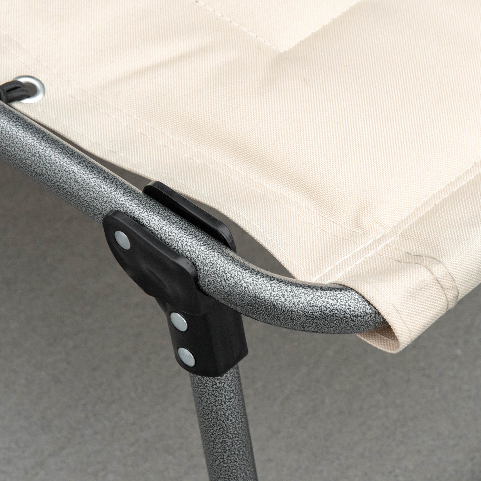 Sun Lounger, Foldable Garden Lounger with Head Pillow, Side Pocket, Sunbed with 5-Position Adjustable Backrest, Weatherproof Camping Lounger up to 130 kg load capacity, for Garden Beach Pool, Beige