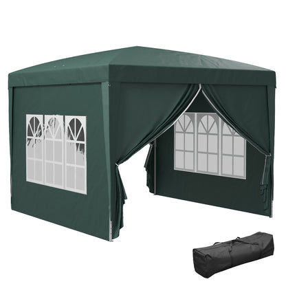 Pavilion approx. 3x3m, Water-Resistant Stable Winterproof Pop-Up Foldable Pavilion, UV Protection 50+, Foldable Party Tent Garden Shelter with 4 Side Panels Bag Garden Pavilion for Camping Garden, Green