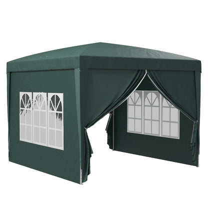 Pavilion approx. 3x3m, Water-Resistant Stable Winterproof Pop-Up Foldable Pavilion, UV Protection 50+, Foldable Party Tent Garden Shelter with 4 Side Panels Bag Garden Pavilion for Camping Garden, Green