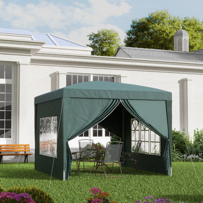 Pavilion approx. 3x3m, Water-Resistant Stable Winterproof Pop-Up Foldable Pavilion, UV Protection 50+, Foldable Party Tent Garden Shelter with 4 Side Panels Bag Garden Pavilion for Camping Garden, Green