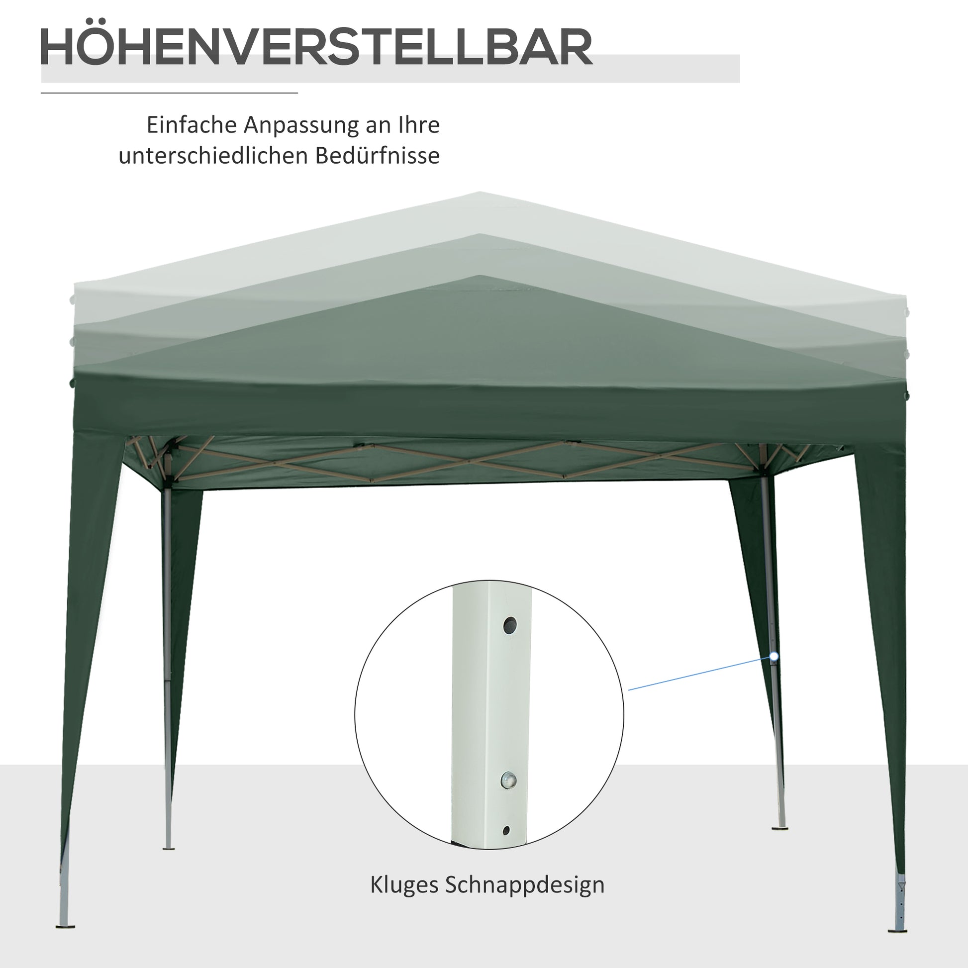 Pavilion approx. 3x3m, Water-Resistant Stable Winterproof Pop-Up Foldable Pavilion, UV Protection 50+, Foldable Party Tent Garden Shelter with 4 Side Panels Bag Garden Pavilion for Camping Garden, Green