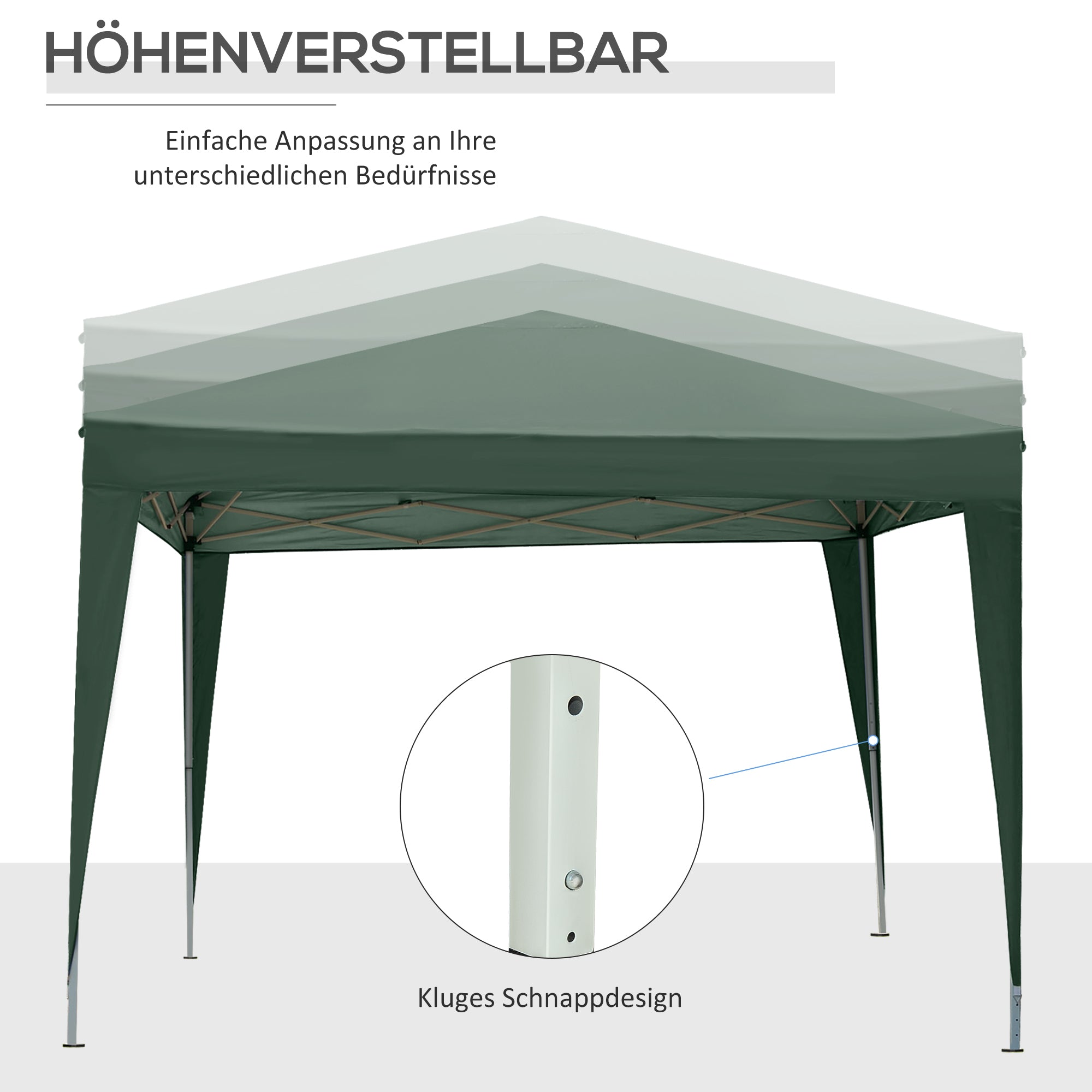 Pavilion approx. 3x3m, Water-Resistant Stable Winterproof Pop-Up Foldable Pavilion, UV Protection 50+, Foldable Party Tent Garden Shelter with 4 Side Panels Bag Garden Pavilion for Camping Garden, Green