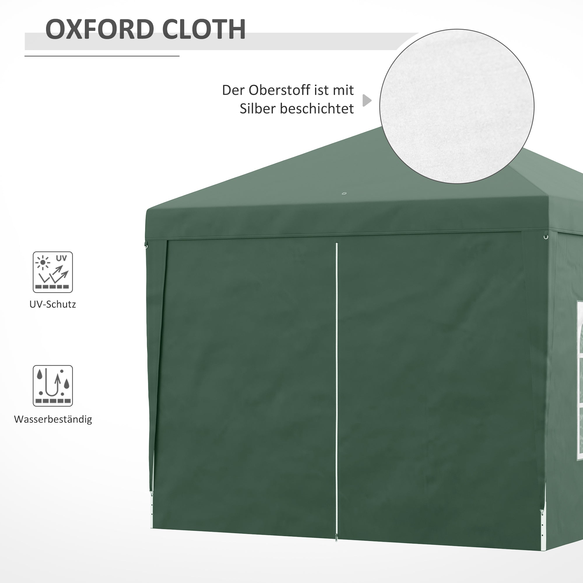 Pavilion approx. 3x3m, Water-Resistant Stable Winterproof Pop-Up Foldable Pavilion, UV Protection 50+, Foldable Party Tent Garden Shelter with 4 Side Panels Bag Garden Pavilion for Camping Garden, Green