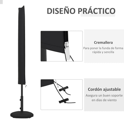 Garden Umbrella Cover Waterproof Oxford 420D Parasol Cover with Zipper for Outdoor Garden 178x25/35 cm Black