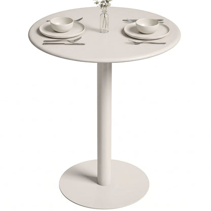 24 in Round Dining Table for 2 – Small Modern Kitchen, Dining & Bistro Table, Beige Steel